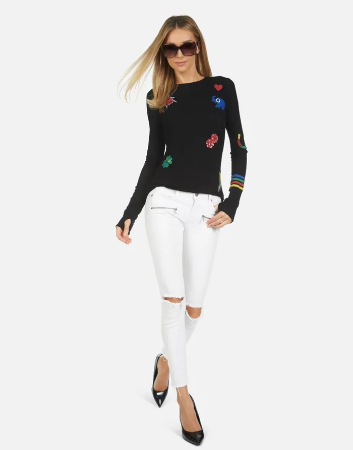 Women039s McKinley Lucky Elements Black Lauren Moshi Long Sleeve