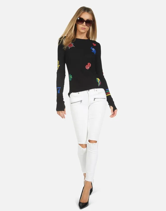 Women039s McKinley Lucky Elements Black Lauren Moshi Long Sleeve