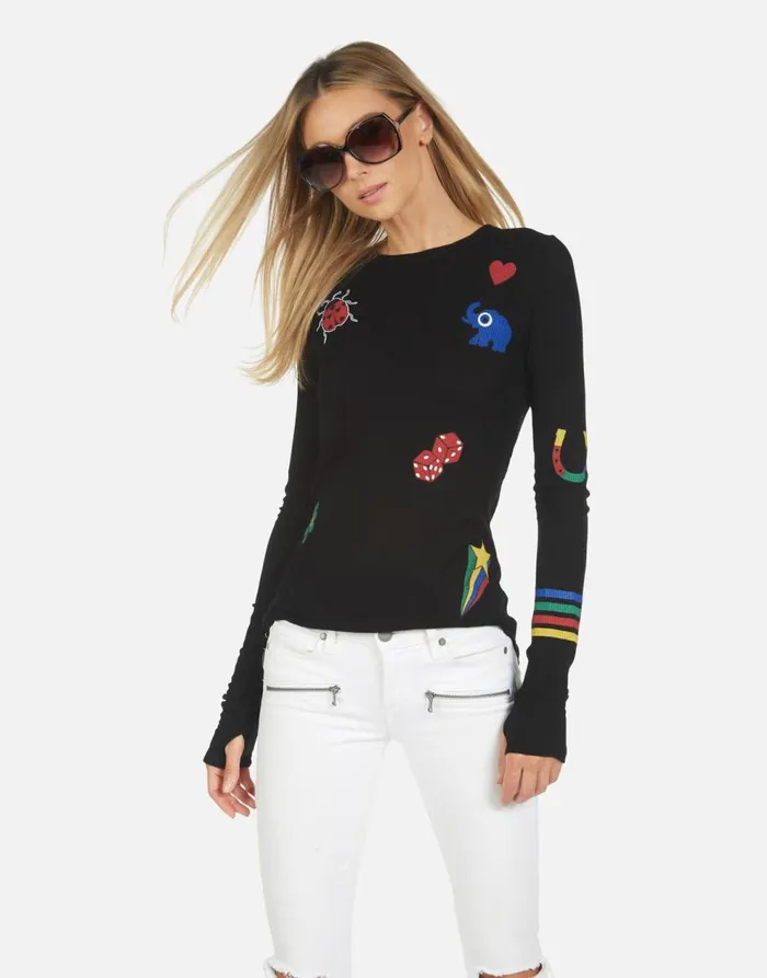 Women039s McKinley Lucky Elements Black Lauren Moshi Long Sleeve