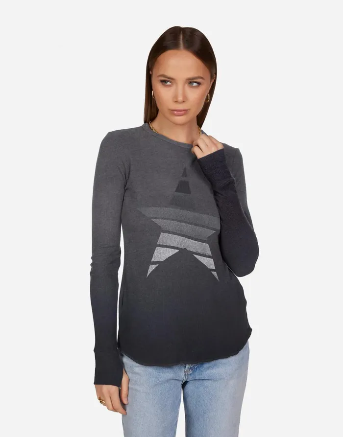 Women039s McKinley Ombre Star Jet Black Ombre Lauren Moshi Long Sleeve