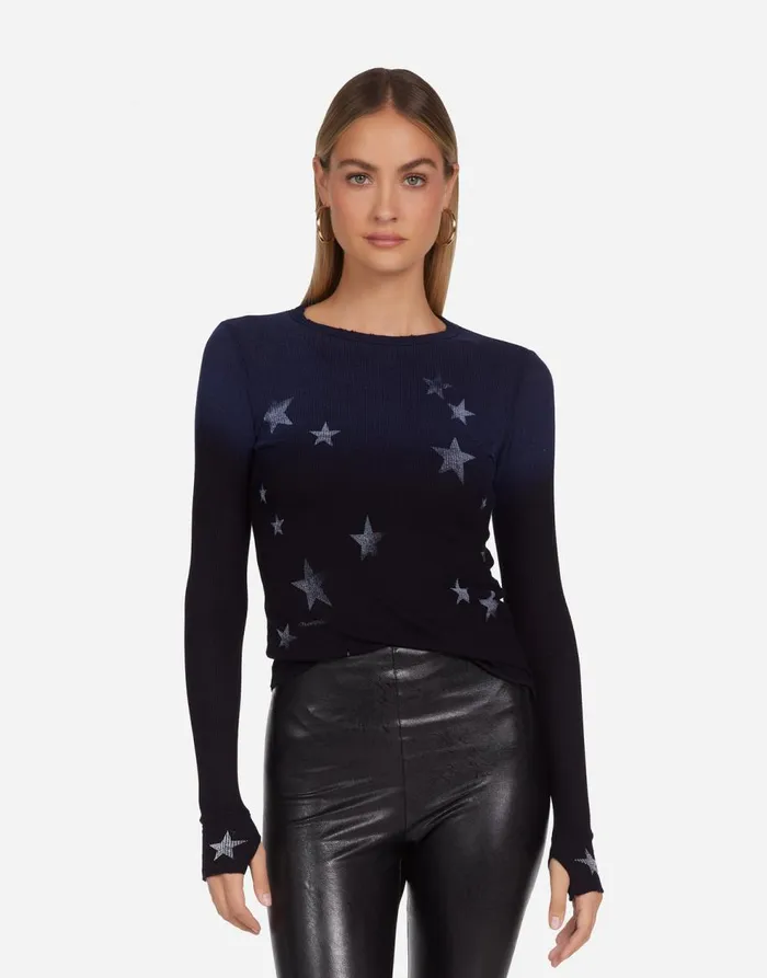 Women039s McKinley Vintage Stars Navy Ombre Lauren Moshi Long Sleeve