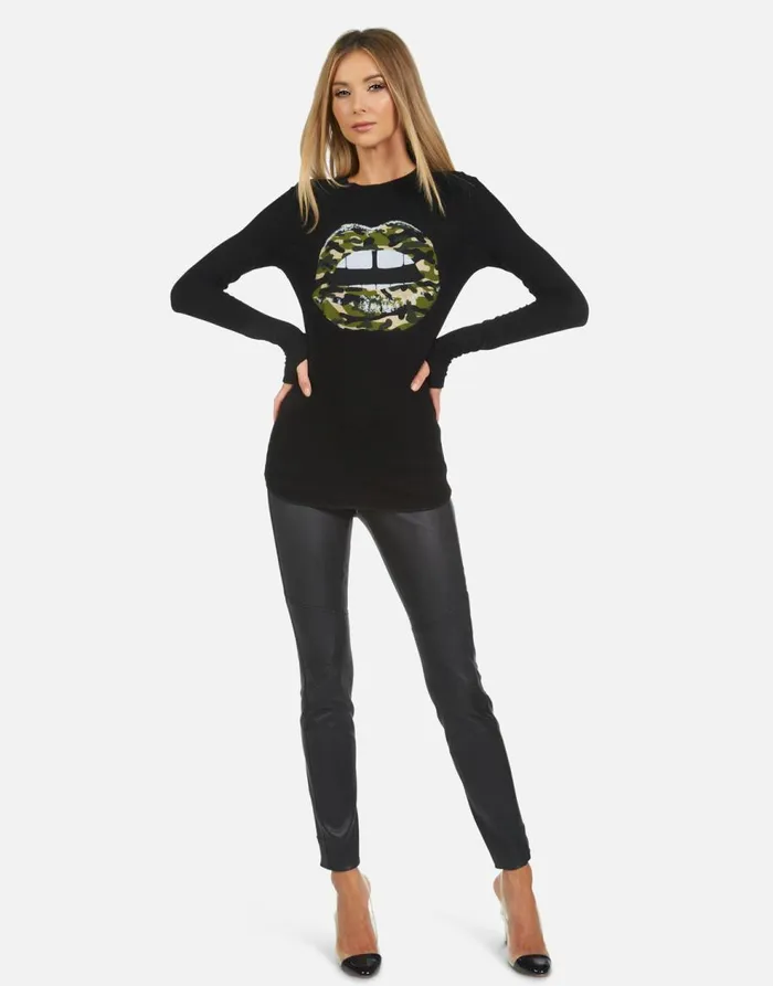 Women039s McKinley X Camo Lip Black Lauren Moshi Long Sleeve