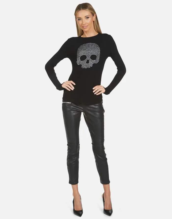 Women039s McKinley X Nailhead Skull Black Lauren Moshi Long Sleeve