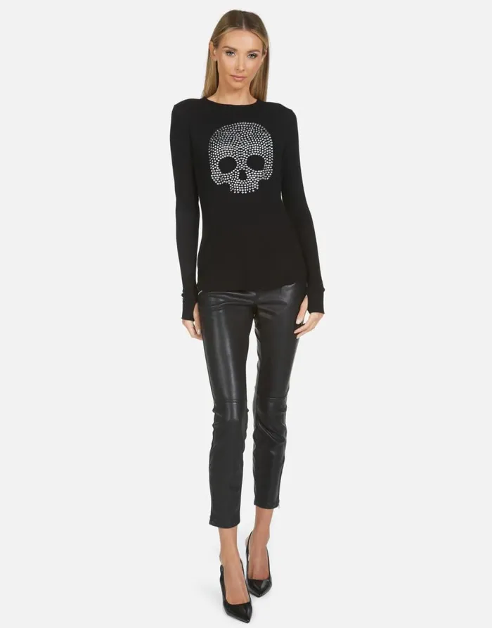 Women039s McKinley X Nailhead Skull Black Lauren Moshi Long Sleeve