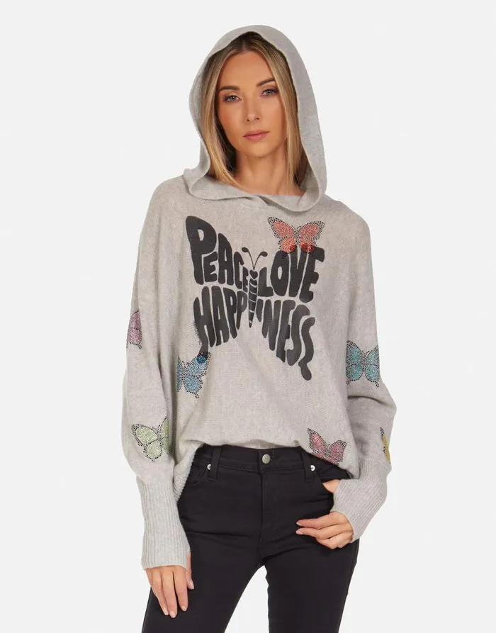Women039s Namiko Crystal Love Butterfly Heather Grey Lauren Moshi Sweaters and Knits Women039s Namiko Crystal Love Butterfly Heather Grey Lauren Moshi Sweaters and Knits