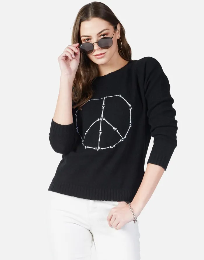 Women039s North Peace Bones Black Lauren Moshi Sweaters and Knits
