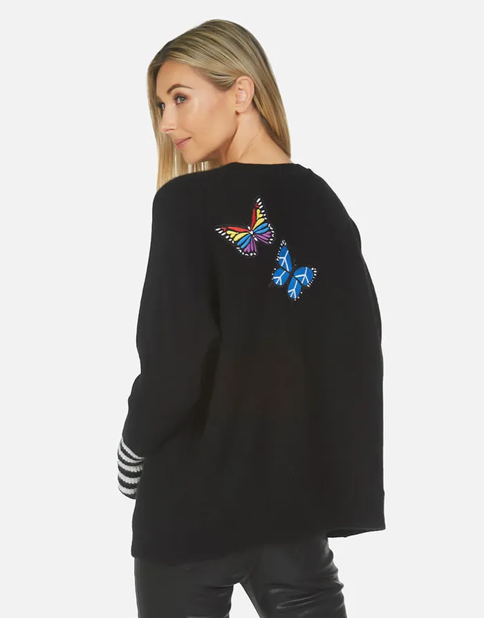 Women039s Paloma Butterfly Patches Blackcreme Lauren Moshi Sweaters and Knits