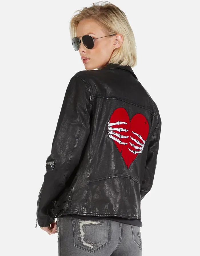 Women039s Posey Skeleton Hand Heart Black Lauren Moshi Jackets