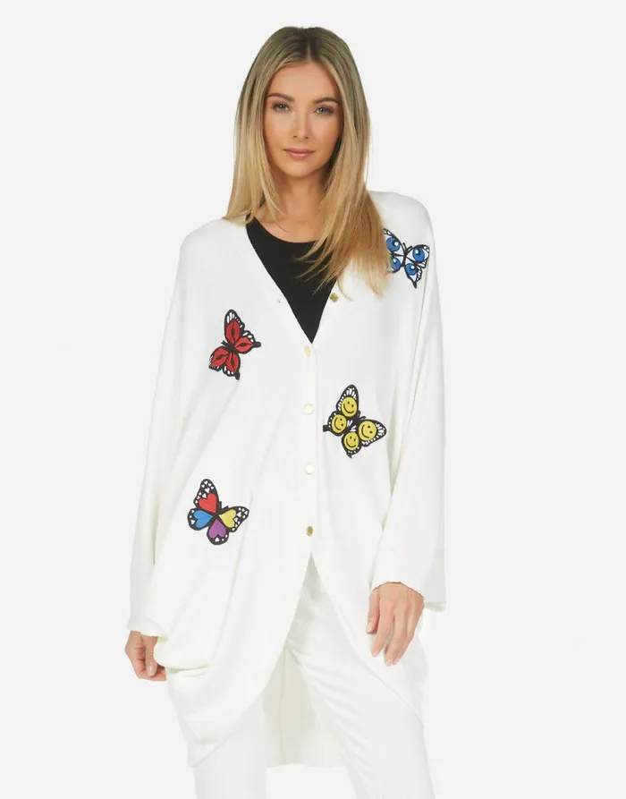 Women039s Soraya Butterfly Cardigan Ivory Lauren Moshi Sweaters and Knits