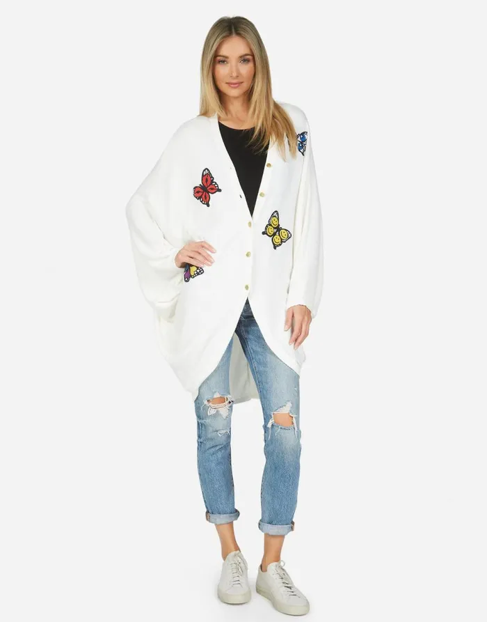 Women039s Soraya Butterfly Cardigan Ivory Lauren Moshi Sweaters and Knits