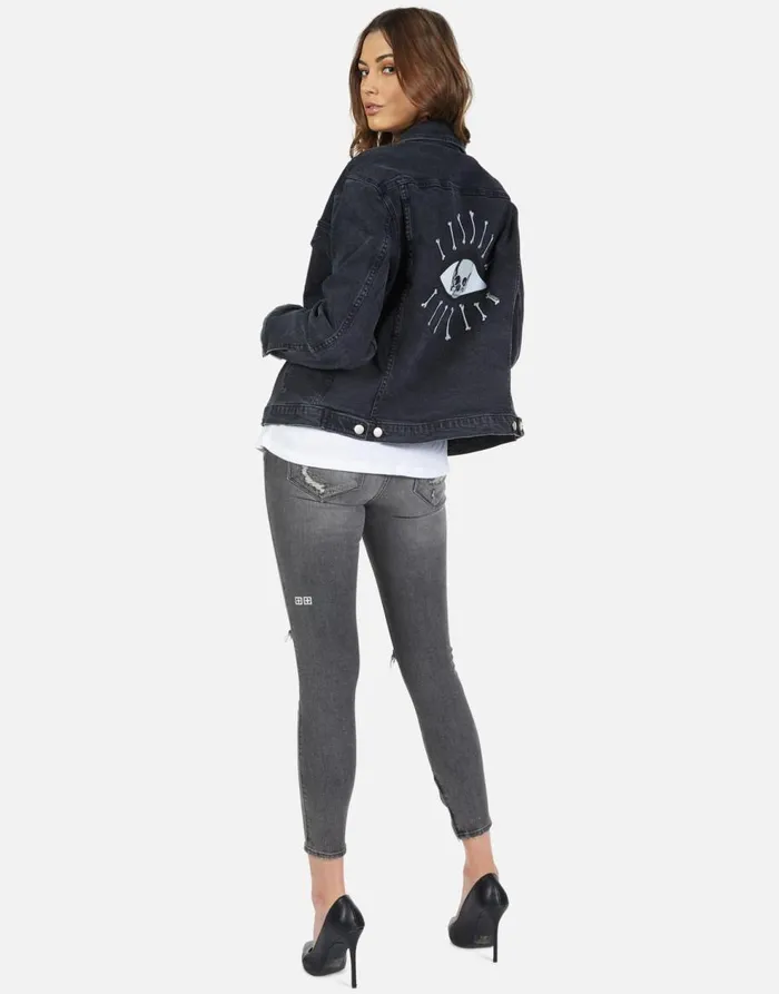 Women039s Spencer Skull Bone Eye Vintage Black Lauren Moshi Jackets