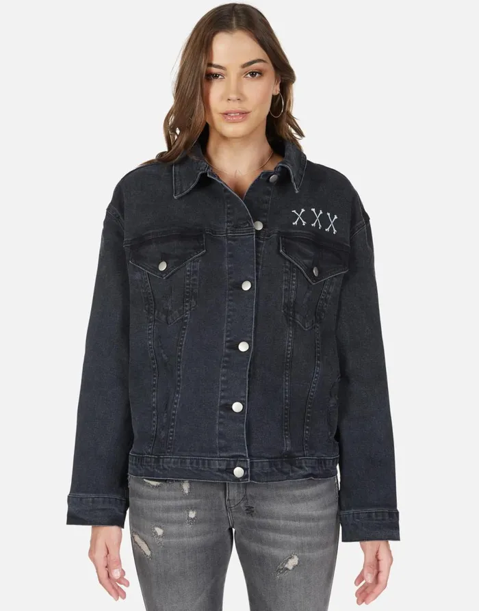Women039s Spencer Skull Bone Eye Vintage Black Lauren Moshi Jackets