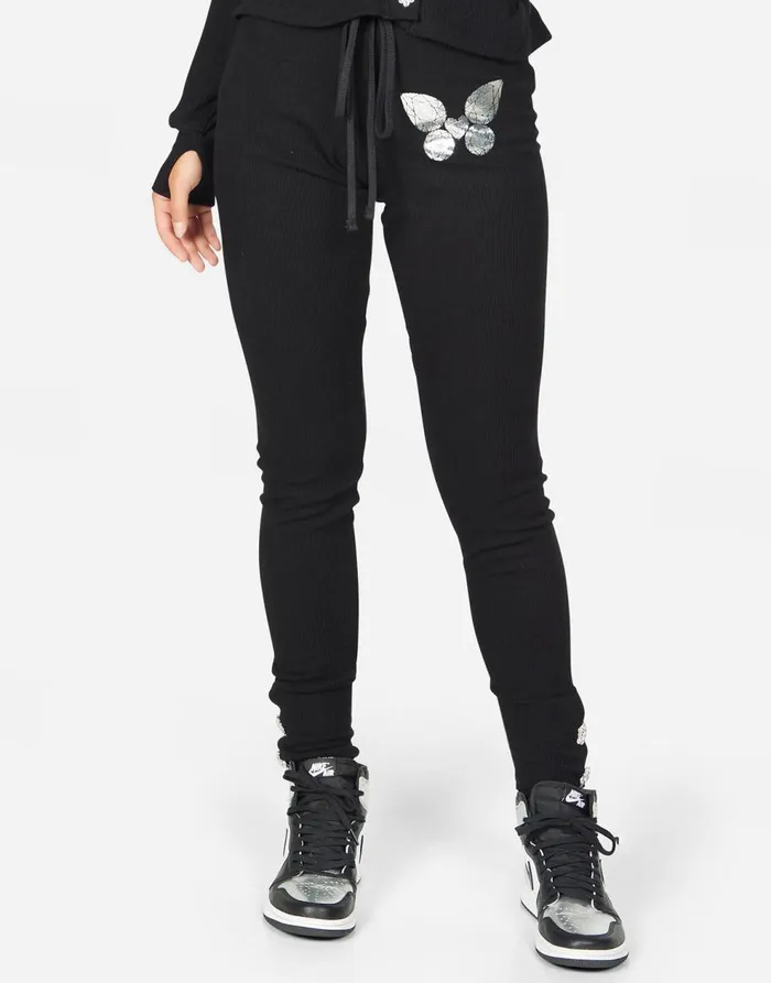 Women039s Stormi Diamond Butterfly Black Lauren Moshi Long Sweatpants