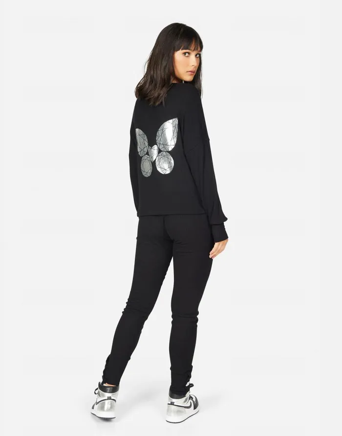 Women039s Stormi Diamond Butterfly Black Lauren Moshi Long Sweatpants
