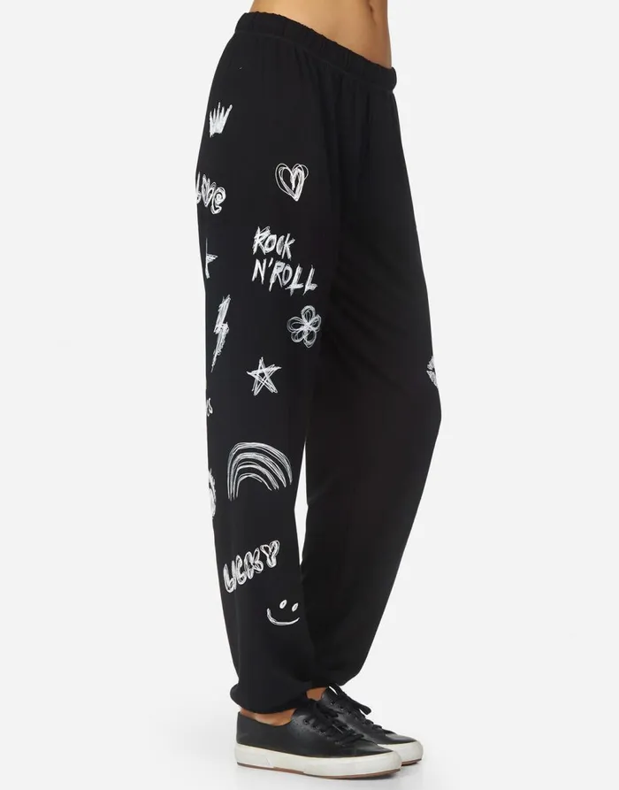 Women039s Tanzy Doodle Elements Black Lauren Moshi Long Sweatpants