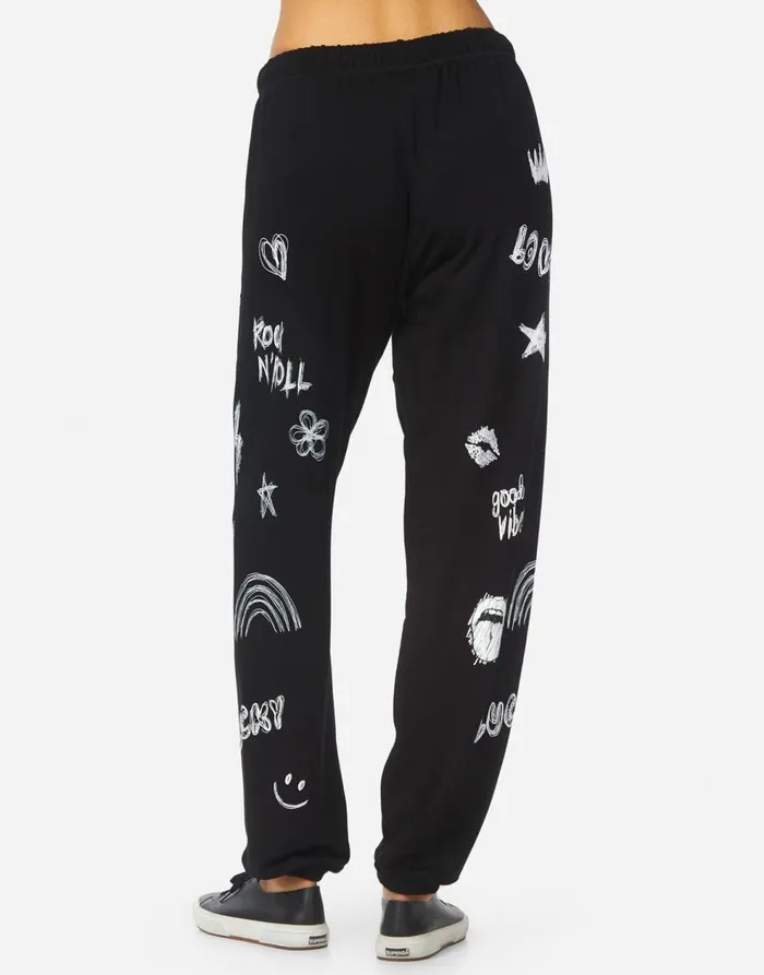 Women039s Tanzy Doodle Elements Black Lauren Moshi Long Sweatpants