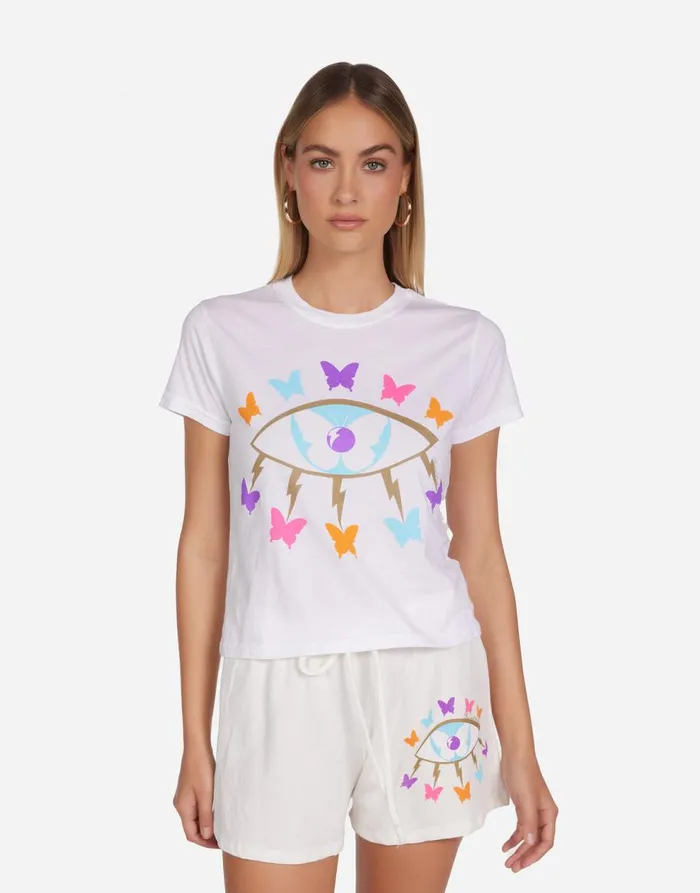 Women039s Ursula Butterfly Eye White Lauren Moshi Short Sleeve