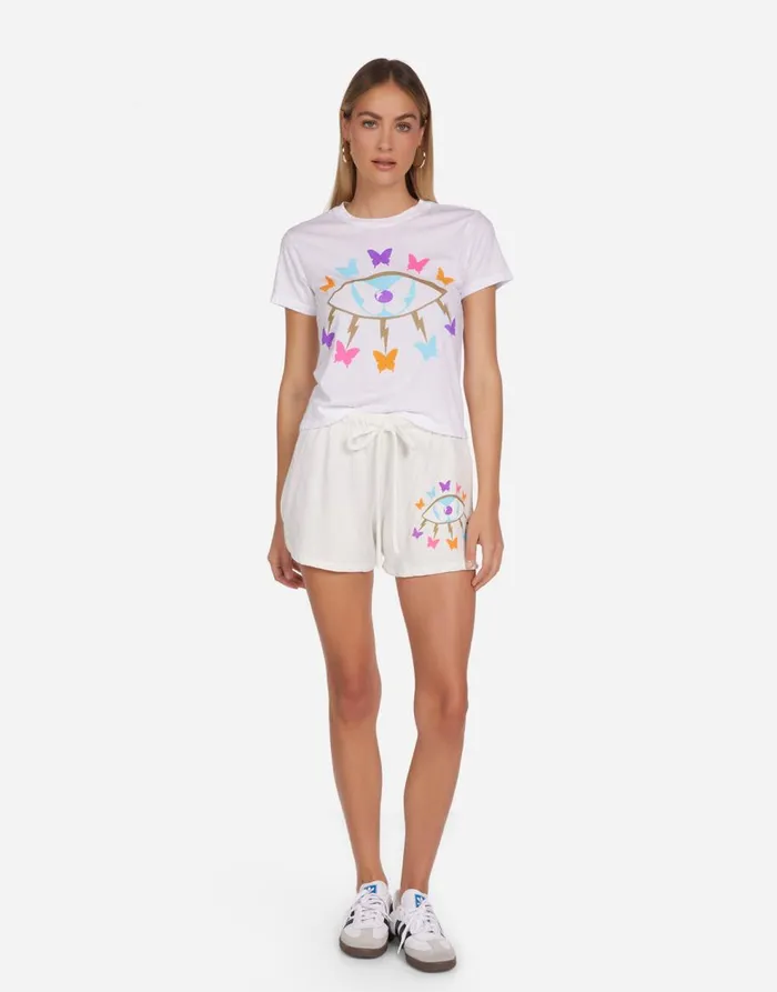 Women039s Ursula Butterfly Eye White Lauren Moshi Short Sleeve
