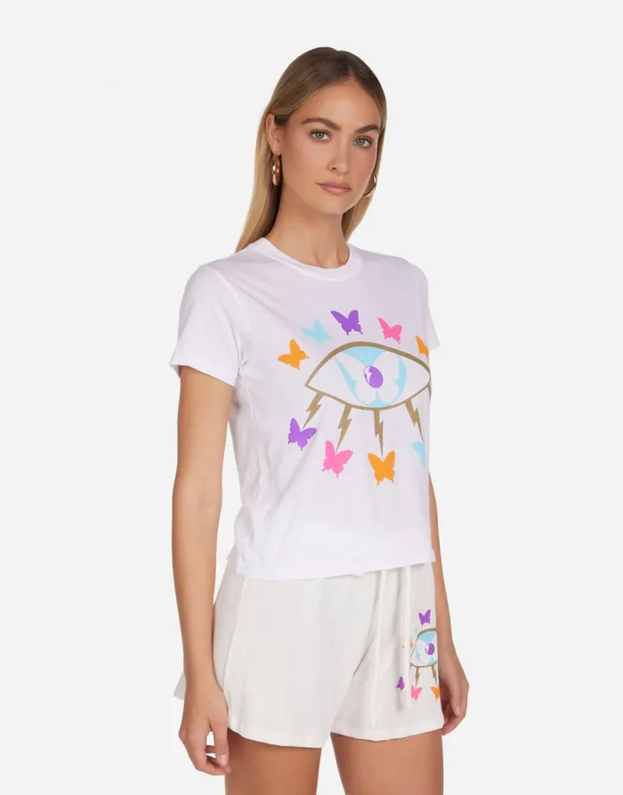 Women039s Ursula Butterfly Eye White Lauren Moshi Short Sleeve