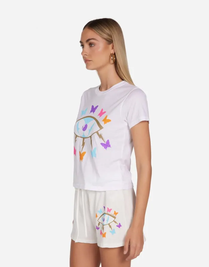 Women039s Ursula Butterfly Eye White Lauren Moshi Short Sleeve