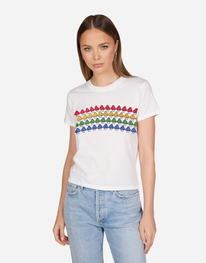 Women039s Ursula Rainbow Mushrooms Milk Lauren Moshi Short Sleeve