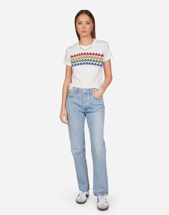 Women039s Ursula Rainbow Mushrooms Milk Lauren Moshi Short Sleeve