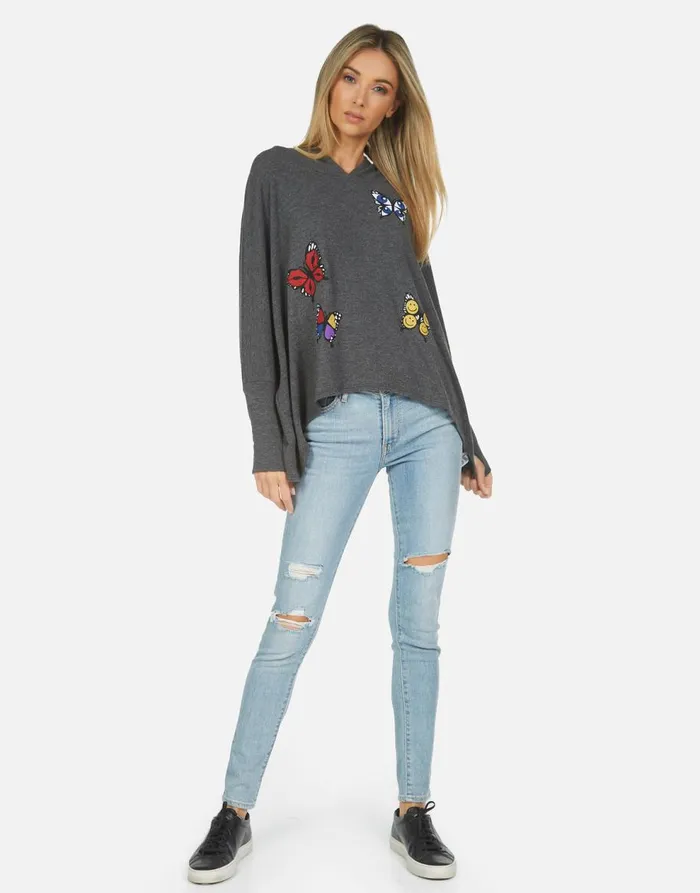 Women039s Wilma Butterfly Heather Black Lauren Moshi Hoodies