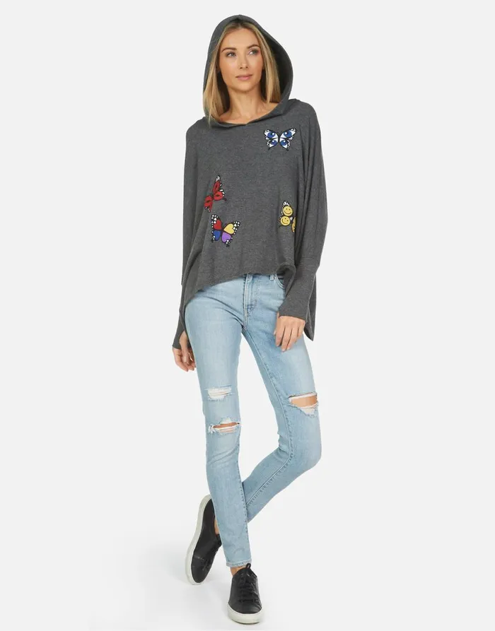 Women039s Wilma Butterfly Heather Black Lauren Moshi Hoodies
