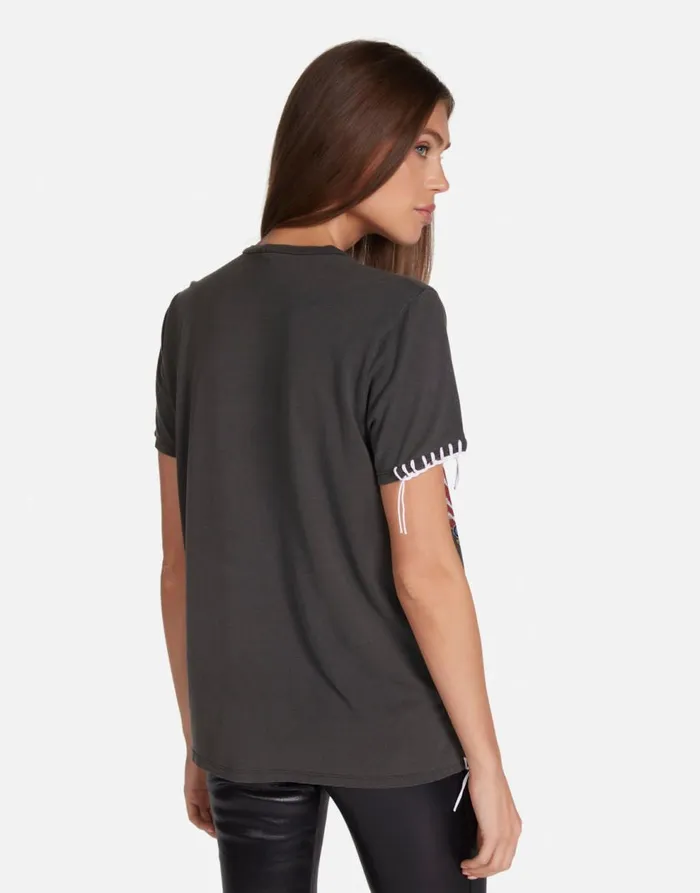 Women039s Wolf Aerosmith Tour Pigment Black Lauren Moshi Short Sleeve
