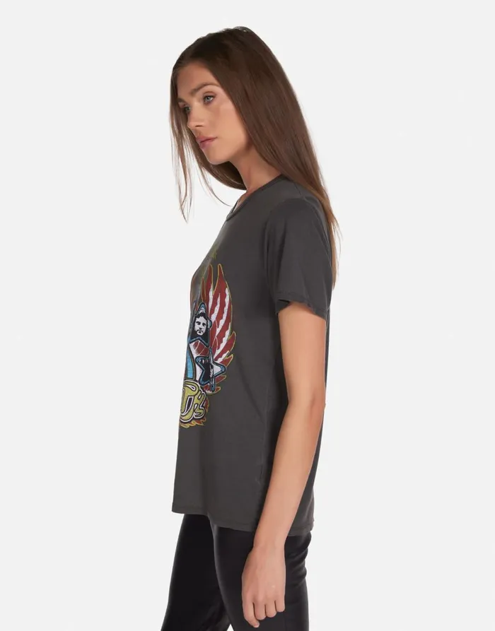 Women039s Wolf Aerosmith Tour Pigment Black Lauren Moshi Short Sleeve