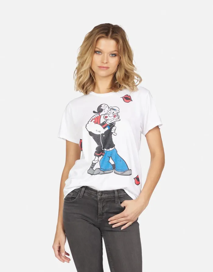 Women039s Wolf Popeye U0026 Olive Oyl White Lauren Moshi Short Sleeve