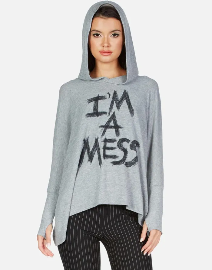 Women039s X Wilma X I039m A Mess Heather Grey Lauren Moshi Hoodies
