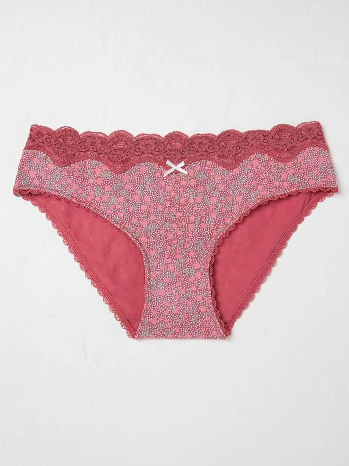 Women 3 For 2 Underwear Fat Face Martha Red Floral Mini Knickers