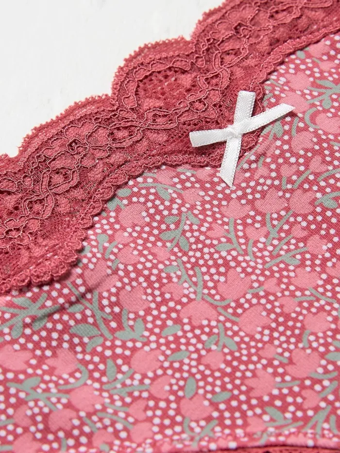 Women 3 For 2 Underwear Fat Face Martha Red Floral Mini Knickers