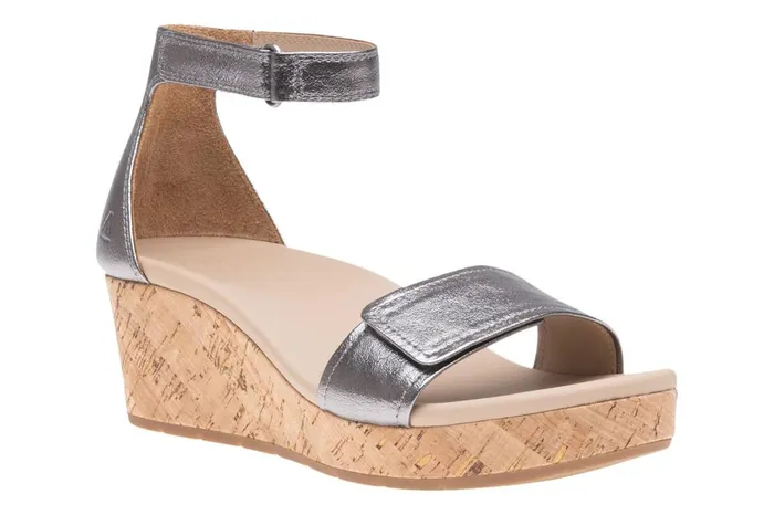 Women ABEO Footwear Sandals Riviera Ankle Sandal Pewter Metallic Leather