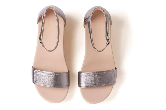 Women ABEO Footwear Sandals Riviera Ankle Sandal Pewter Metallic Leather Women ABEO Footwear Sandals Riviera Ankle Sandal Pewter Metallic Leather
