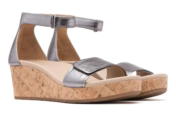 Women ABEO Footwear Sandals Riviera Ankle Sandal Pewter Metallic Leather Women ABEO Footwear Sandals Riviera Ankle Sandal Pewter Metallic Leather