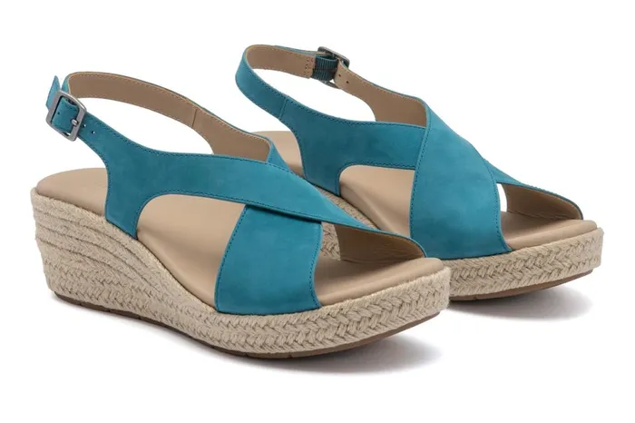 Women ABEO Footwear Sandals Riviera Cross Teal Leather Women ABEO Footwear Sandals Riviera Cross Teal Leather