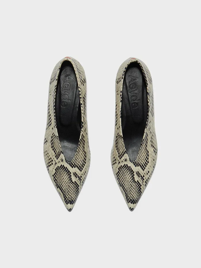 Women Aeyde CLARA Creamy Snake Pointed Toe Pump Aeyde Pumps