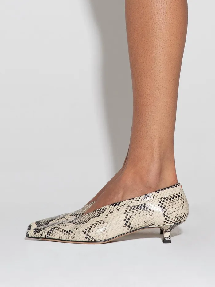 Women Aeyde CLARA Creamy Snake Pointed Toe Pump Aeyde Pumps