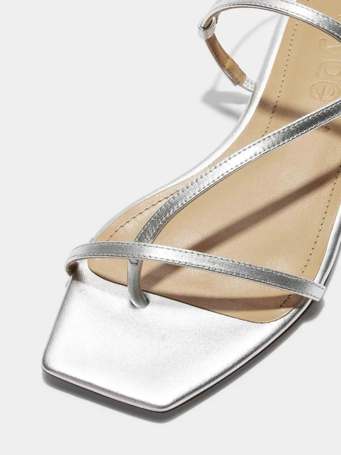 Women Aeyde ELLA Silver Leather Flat Sandal Aeyde Flat Sandals