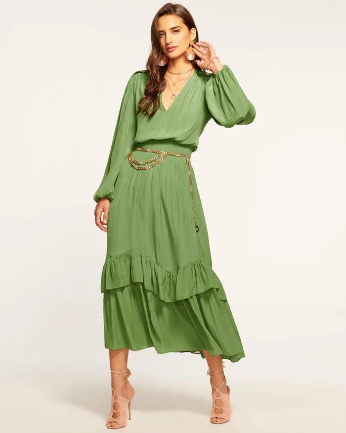 Women Alaia Smocked Maxi Dress Spruce Ramy Brook Dresses