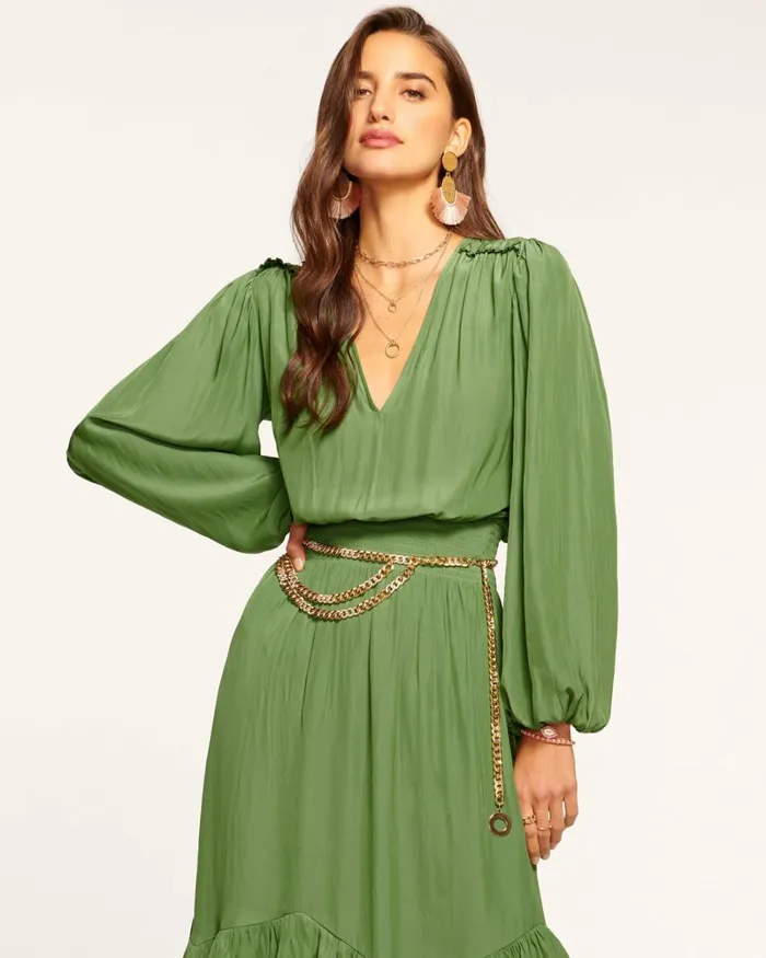 Women Alaia Smocked Maxi Dress Spruce Ramy Brook Dresses Women Alaia Smocked Maxi Dress Spruce Ramy Brook Dresses