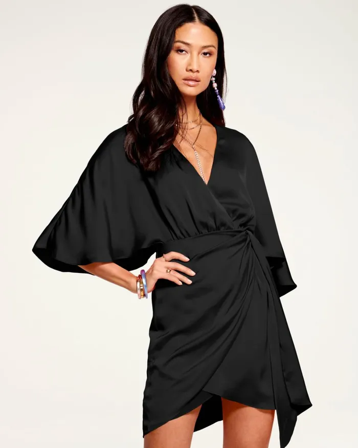 Women Alexis Wrap Mini Dress Black Ramy Brook Dresses