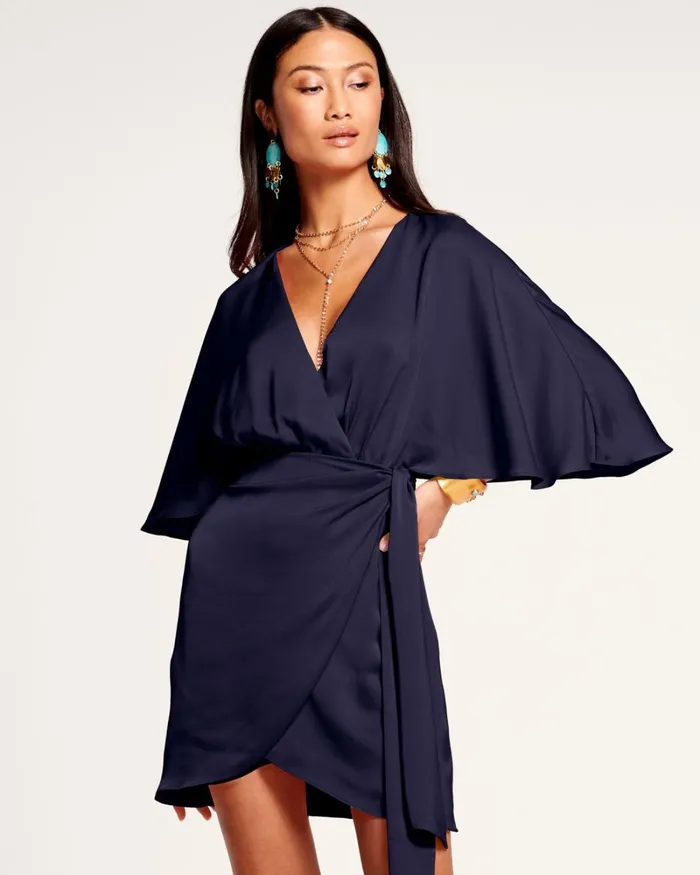 Women Alexis Wrap Mini Dress Black Ramy Brook Dresses