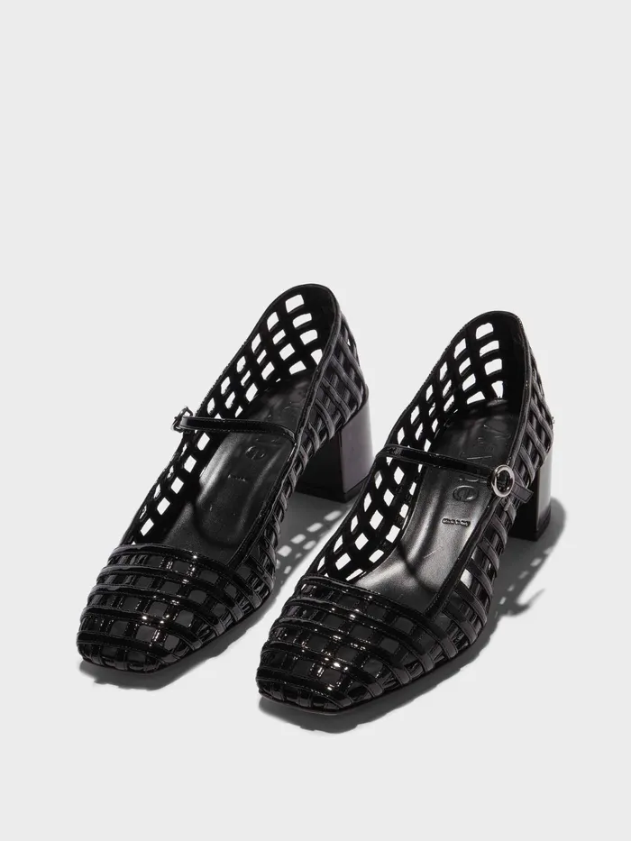 Women Aline Caged Patent Leather MaryJane Pumps Aeyde Pumps