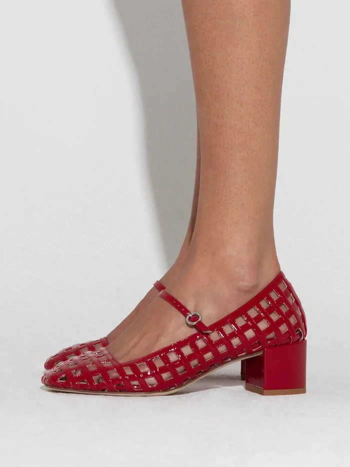 Women Aline Caged Patent Leather MaryJane Pumps Aeyde Pumps