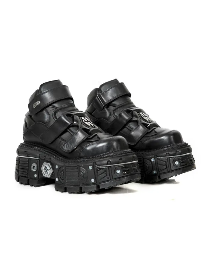 Women Ankle Boot Black Imperfect MTank008C1 New Rock Platform