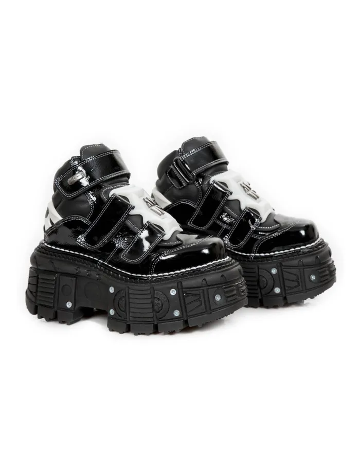 Women Ankle Boot Black Imperfect MTank008C7 New Rock Platform