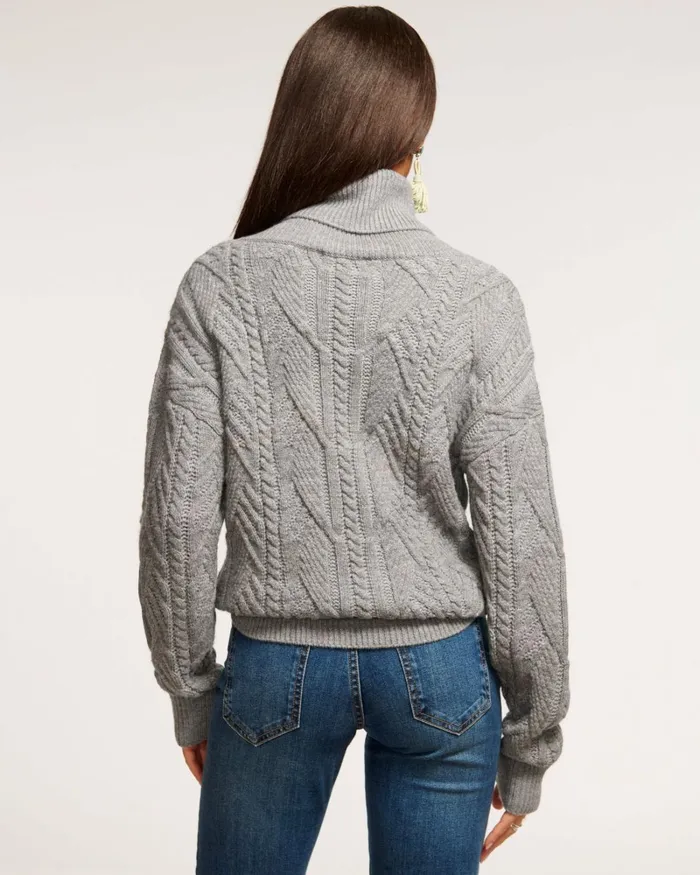 Women Annabelle Embellished Turtleneck Sweater Ivory Bedazzled Ramy Brook Tops